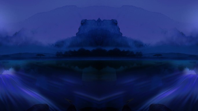 湖边夜晚LED大屏背景动画