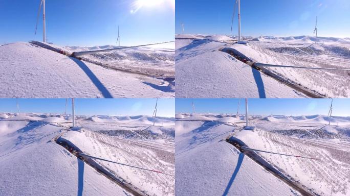雪原里的风机叶片运输