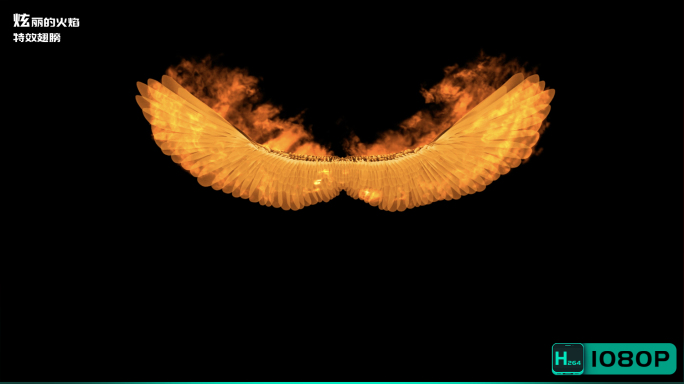 绚丽的火焰特效翅膀视频素材