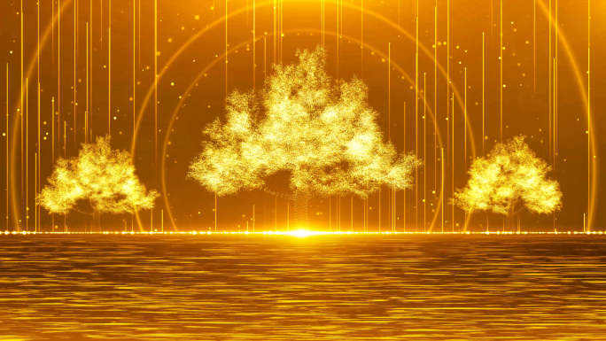 4K梦幻金色粒子树舞台背景视频