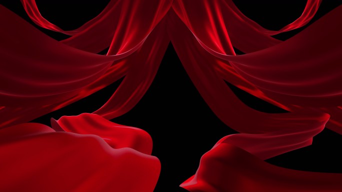 红布红绸飘扬舞台LED背景素材