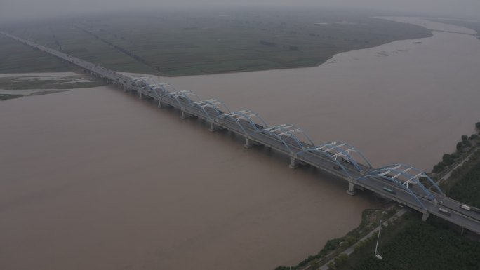 4K-原素材-郑州黄河大桥航拍