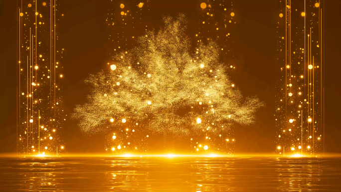 4K金色荧光粒子树