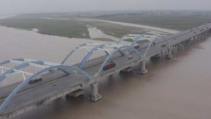 4K-原素材-郑州黄河大桥航拍