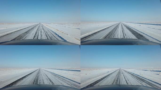 雪后大漠公路行车记录