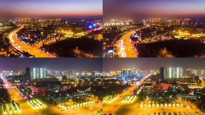 重庆市璧山区文化艺术中心夕阳夜景移动延时