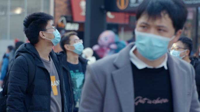 【4K原创视频】慢镜头疫情下戴口罩的路人