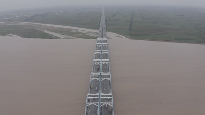 4K-原素材-郑州刘江黄河大桥航拍