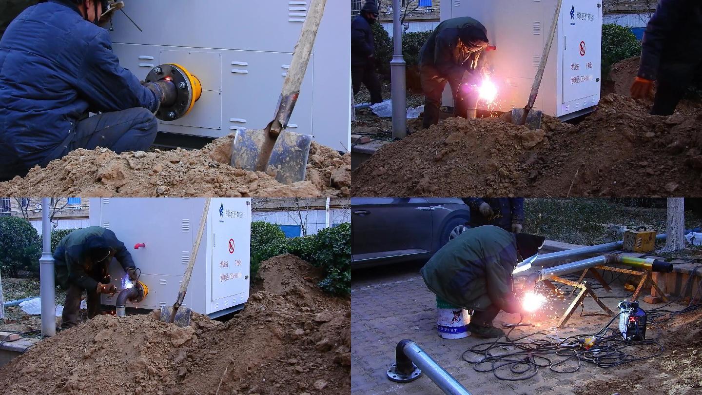 电焊工人焊接管道