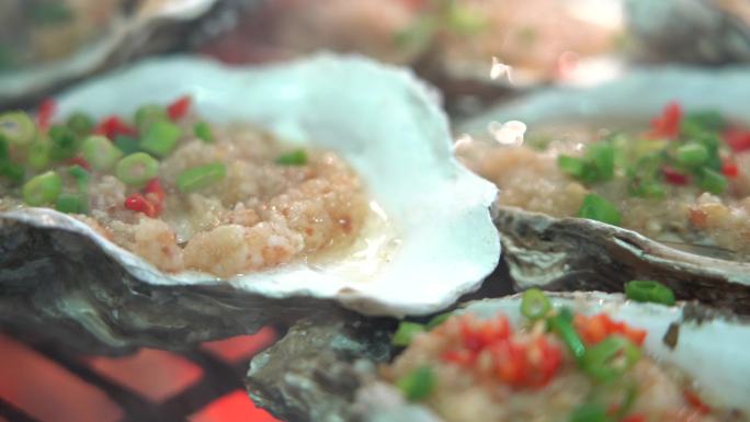 生蚝生蠔海蛎子烧烤升格拍摄