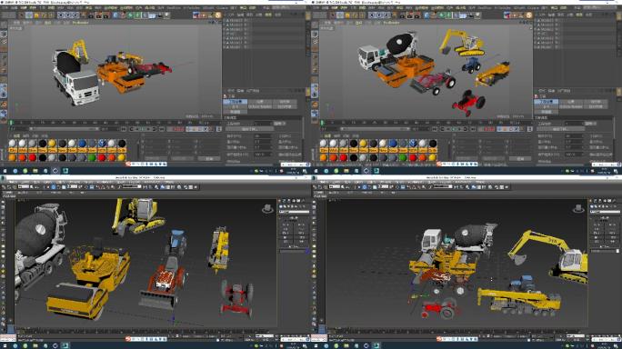 C4D+3dsmax+fbx--工程车
