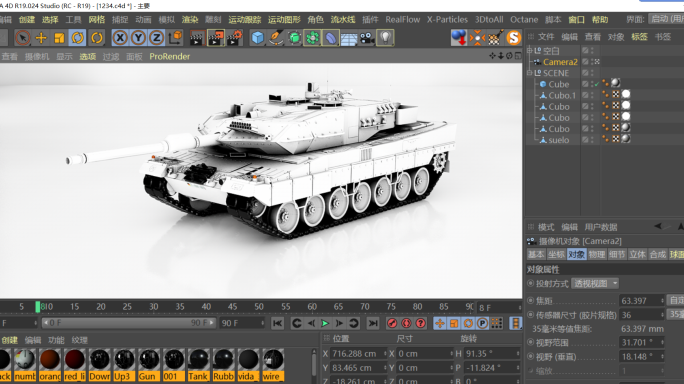 C4D+3dsmax+fbx模型--坦克