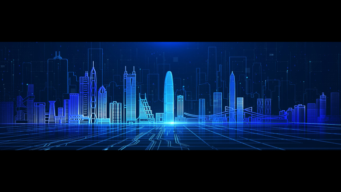 深圳地标线框城市科技背景AE模板