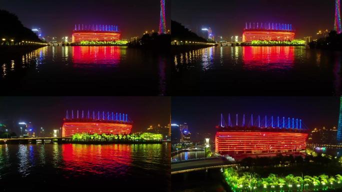 少噪点感广州歌剧院外景夜和广州塔4K航拍