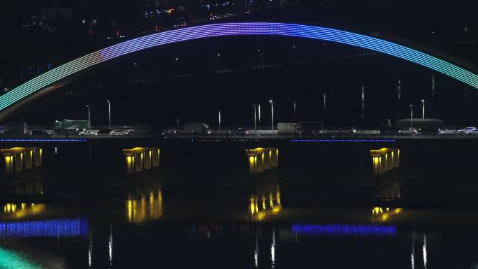 信阳浉河虹桥夜景4K风光