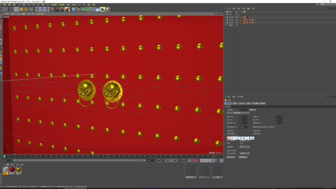 红色大门C4D工程透明带PNG序列