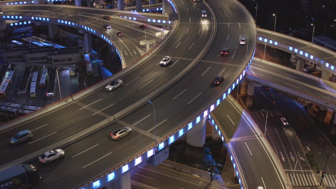 4K航拍上海城市交通车流