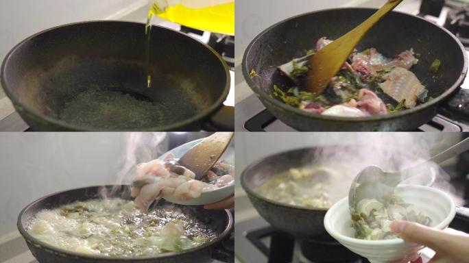 4K酸菜鱼-鱼汤沸腾升格美食炒菜做饭吃鱼