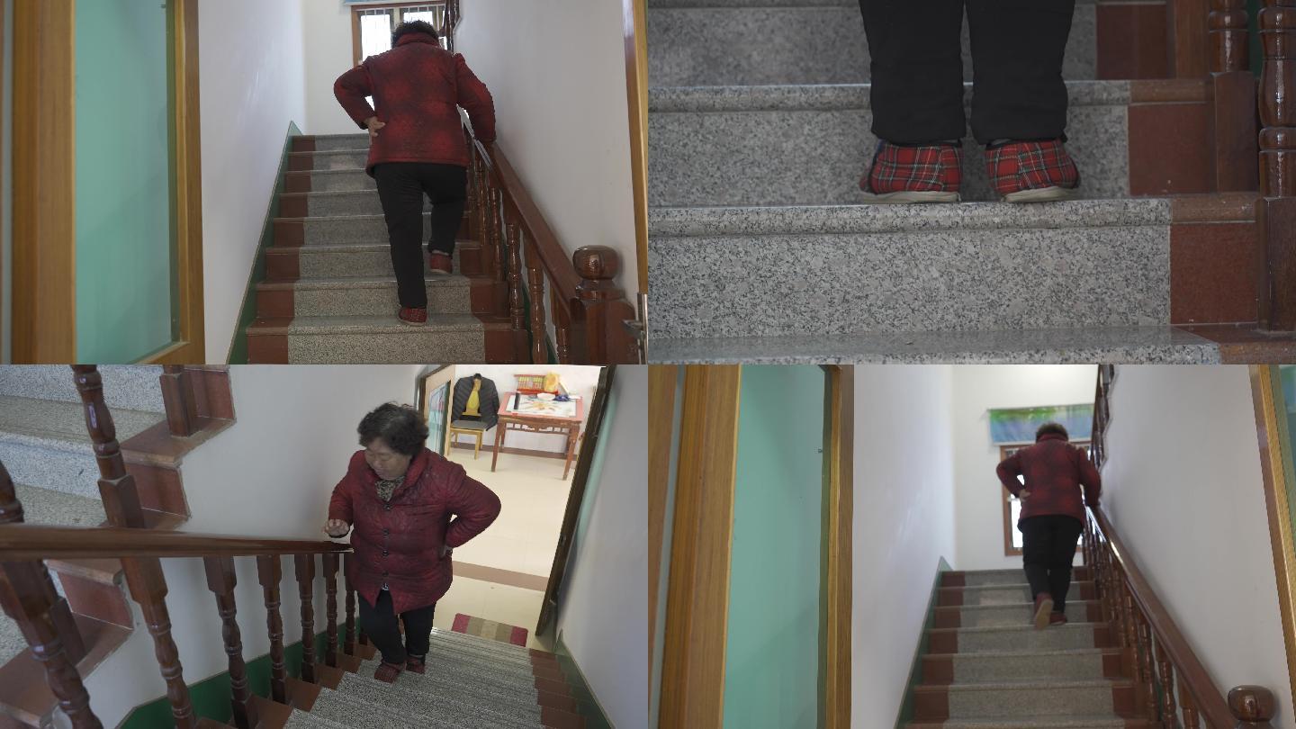 【4k】老年人艰难的爬楼梯视频素材合集