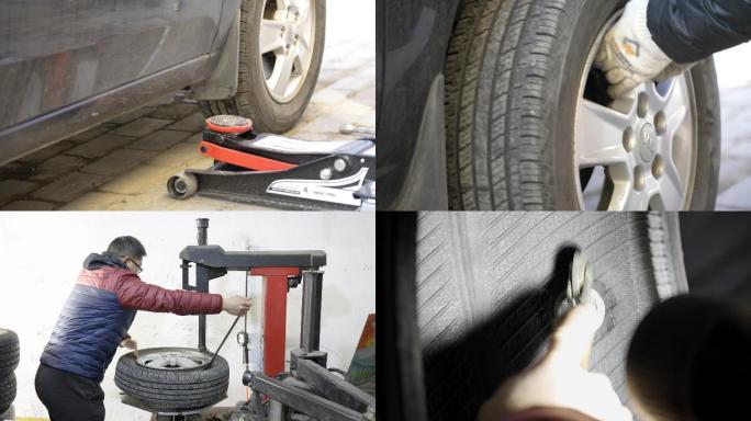 【4k】汽车修车补轮胎视频素材合集