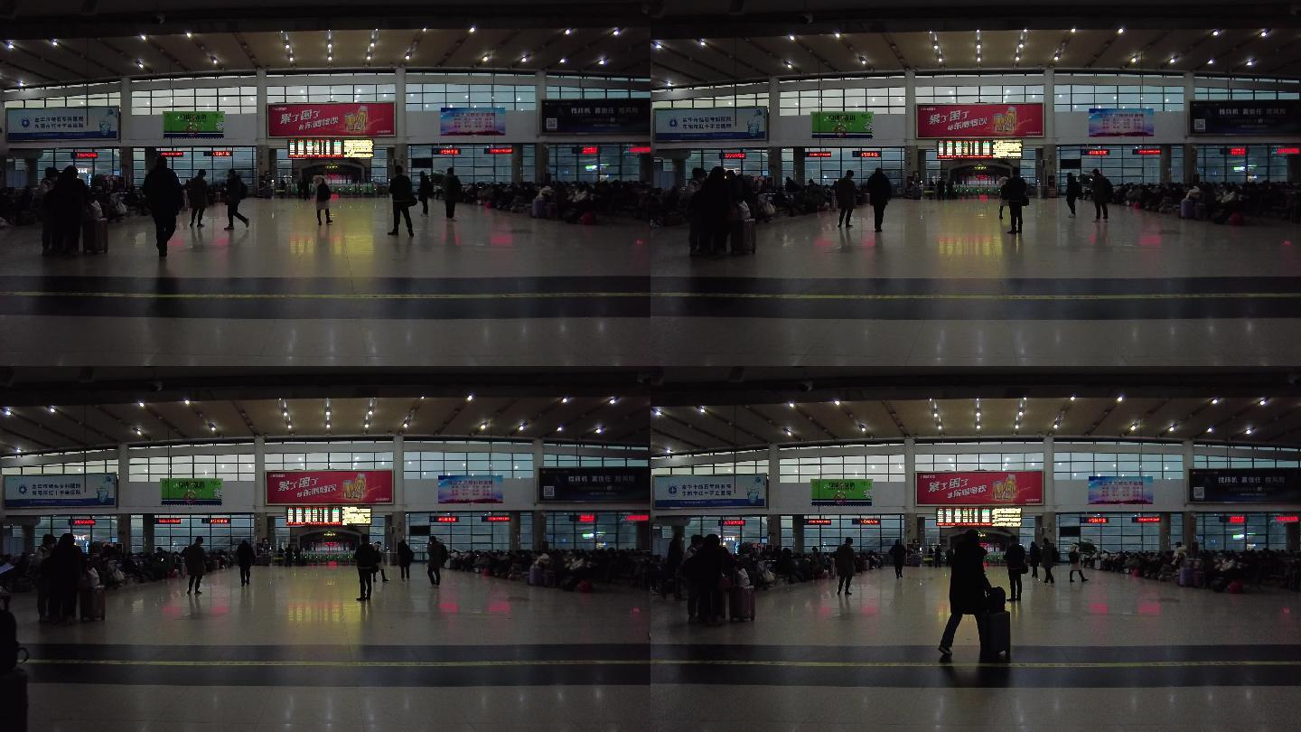 义乌高铁站晚上等车的人中