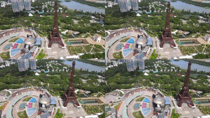 航拍深圳世界之窗公园建筑最新