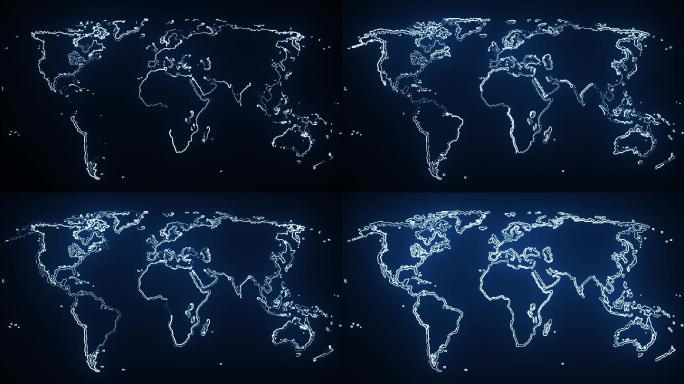 世界地图线描动态光效