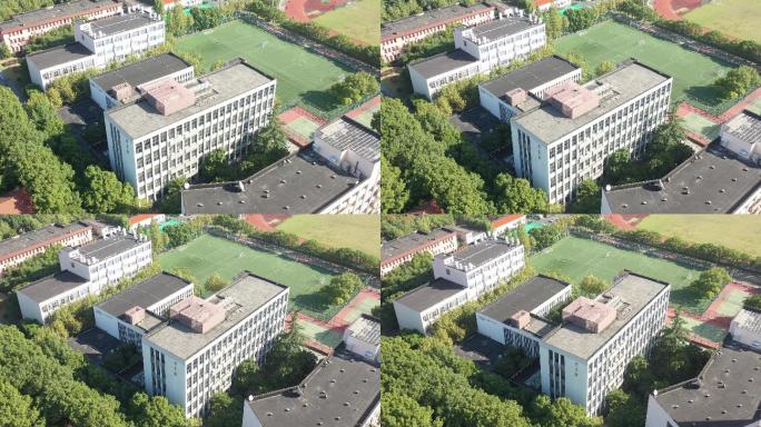 4K原素材-航拍大学校园生活上海东华大学