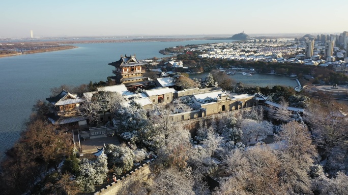 北固山雪景4K航拍
