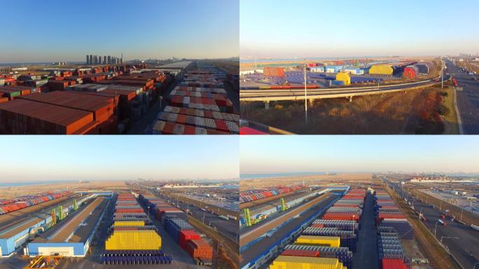 天津港排列整齐的集装箱集装箱港口码头