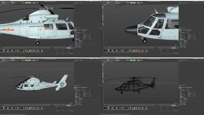 直9直升机高精度带贴图模型