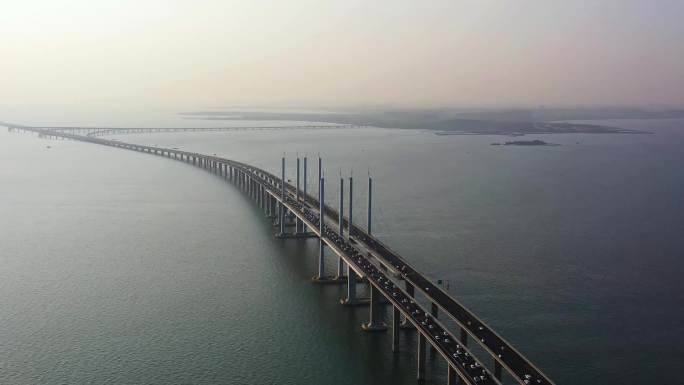 4K航拍青岛胶州湾跨海大桥
