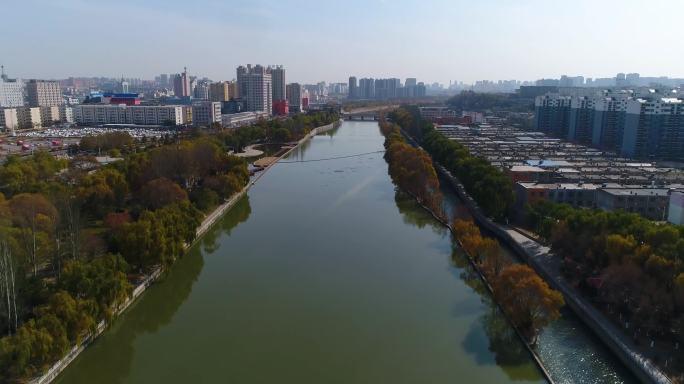 榆林市区河流公园航拍