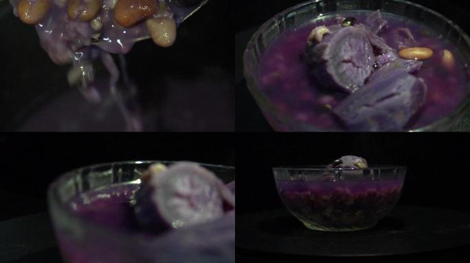 4K原创视频紫薯粥八宝粥米粥