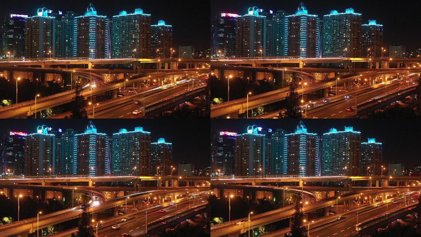 4K原素材-航拍上海内环延安西路立交桥