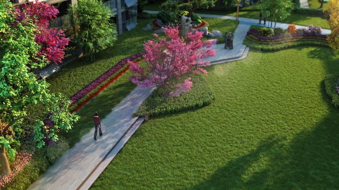 三维建筑漫游动画地产小区花园景观