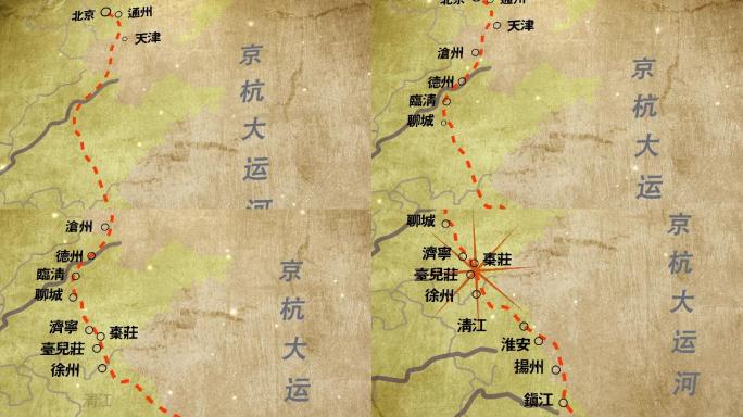京杭大运河地图高清视频素材