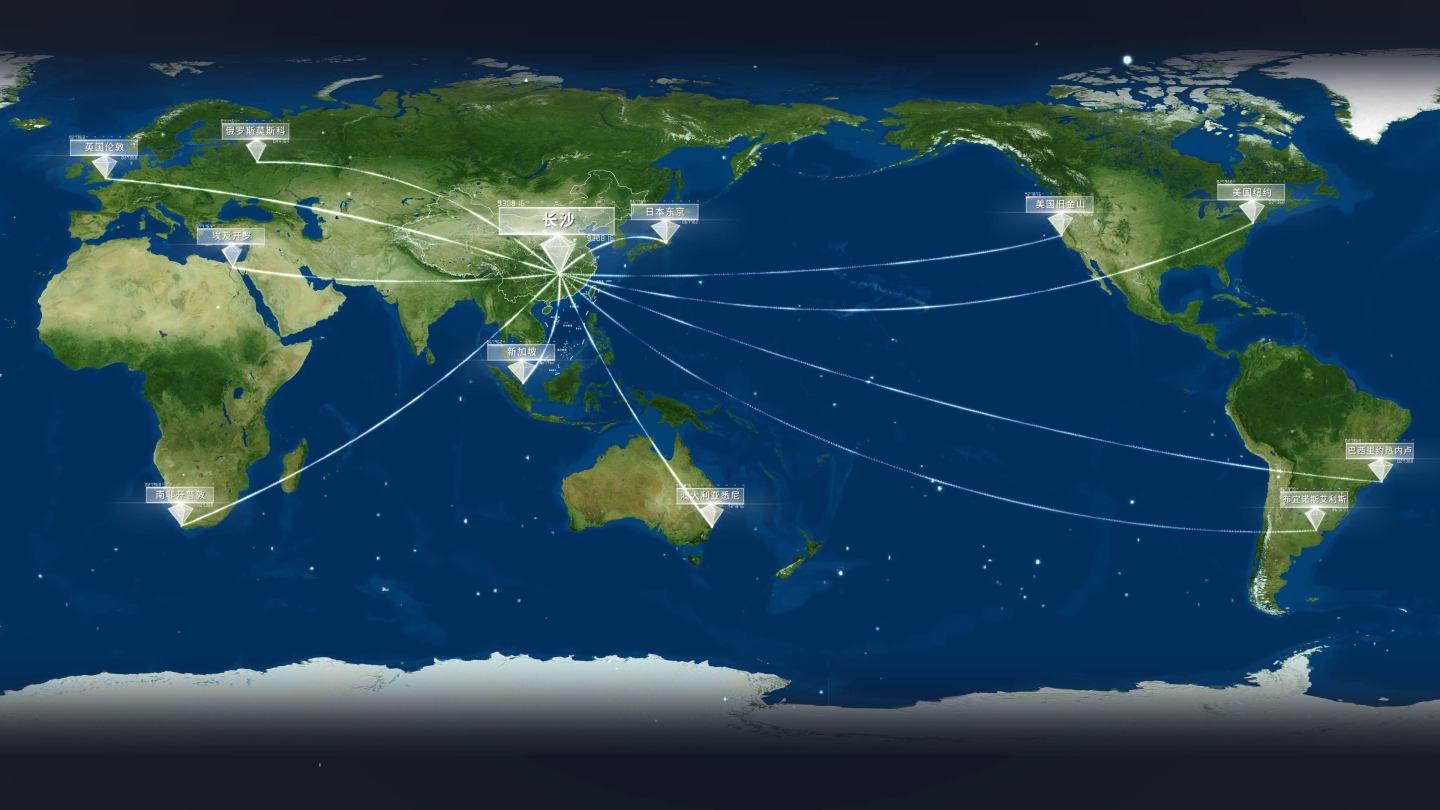 【原创】4K长沙简洁地图辐射全国全世界