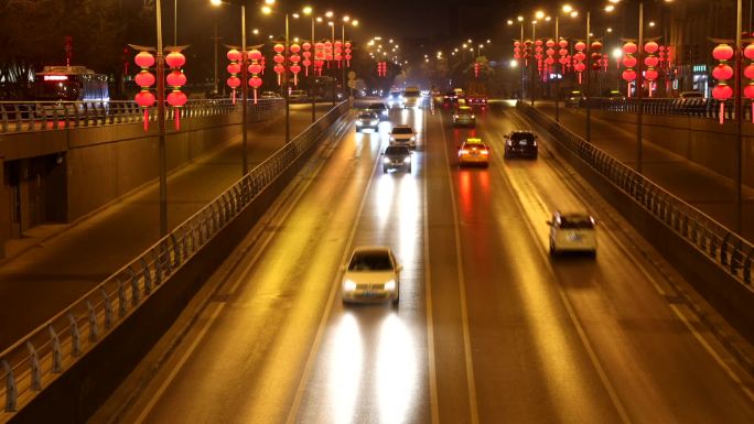 城市道路夜景原画素材