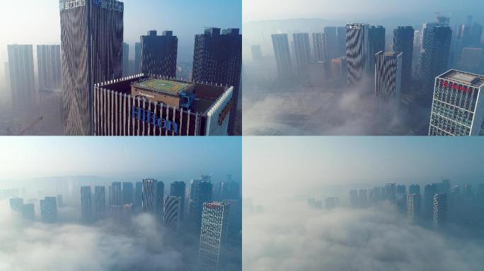 大连东港平流雾康莱德希尔顿酒店风景