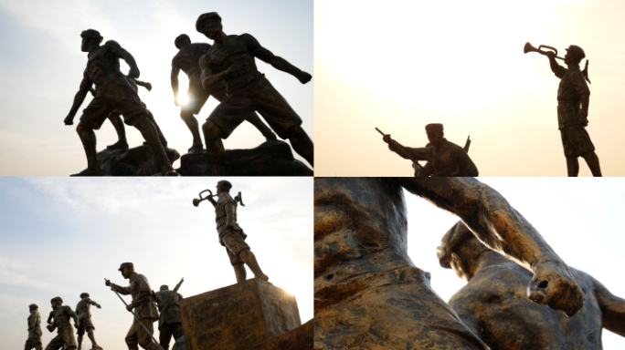 红军吹号角 冲锋工农雕塑