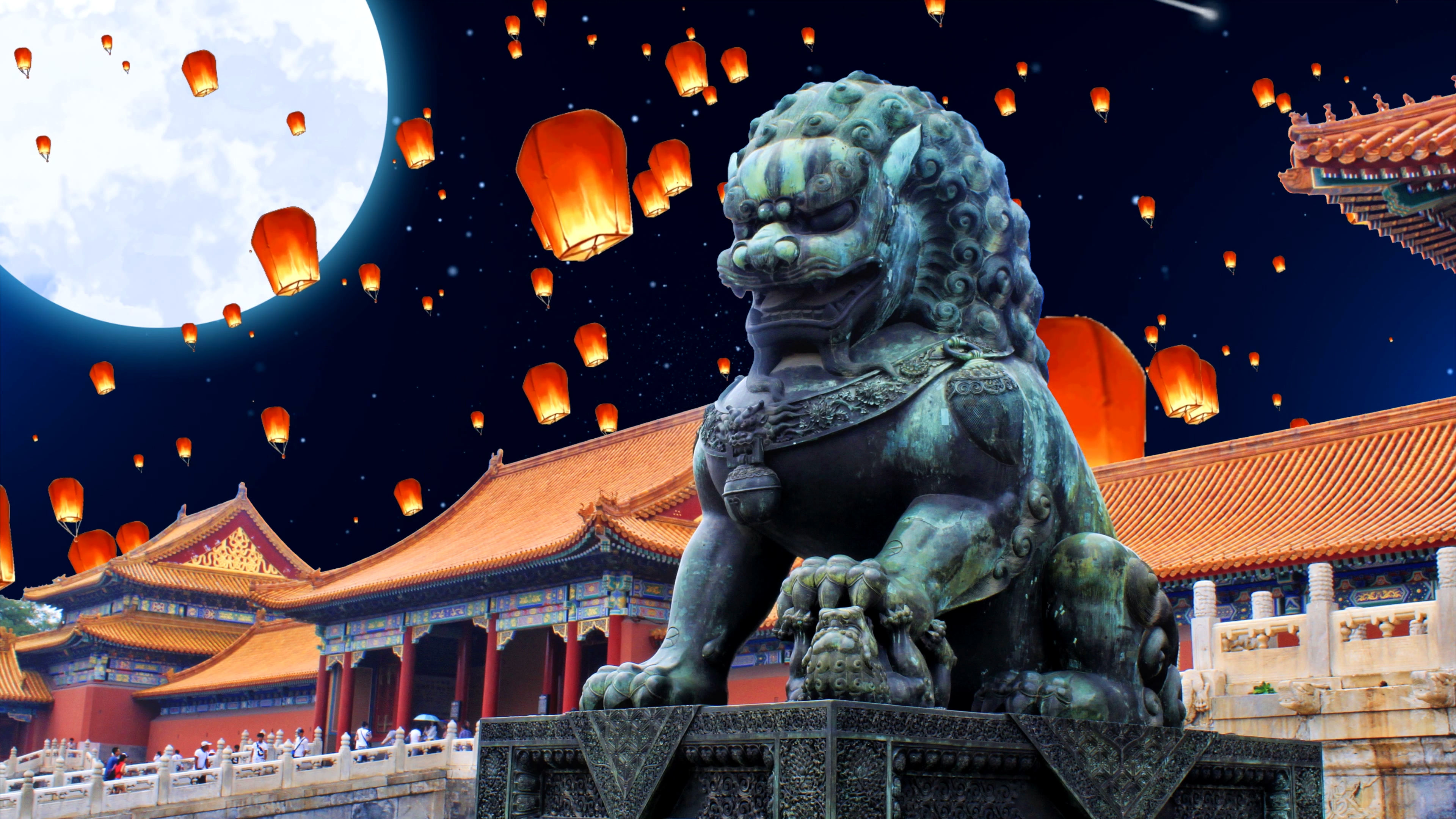 4k唯美星空流星祈福孔明灯led背景