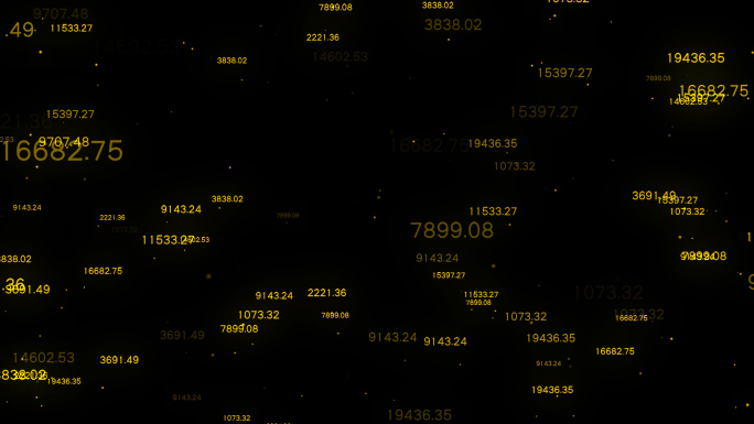 科技随机数字飞出金色透明通道