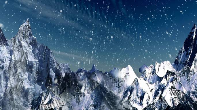 唯美、雪山、下雪4k高清视频背景
