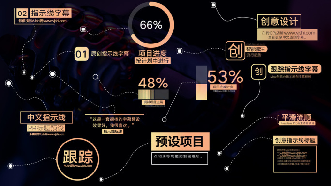 智能指示线条文本标注Pr字幕标题w/m