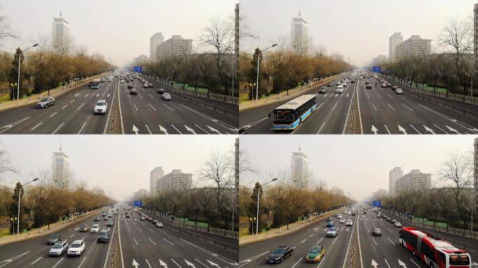 北京长安街交通车流实拍摄影
