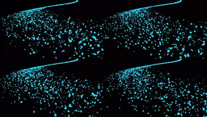 視頻素材 影視包裝 影視特效 藍色路徑粒子花瓣小溪粒子流01聲明水印