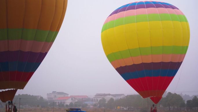 4K热气球游览观光起飞前准备空镜