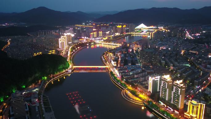 航拍江城夜景