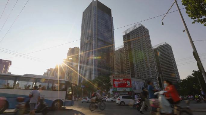 山大路解放路华强十字路口车流延时2
